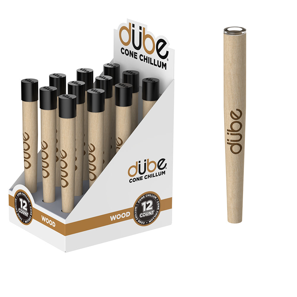 DUBE V2 WOOD CONE CHILLUM WITH CAP - 12 COUNT DISPLAY