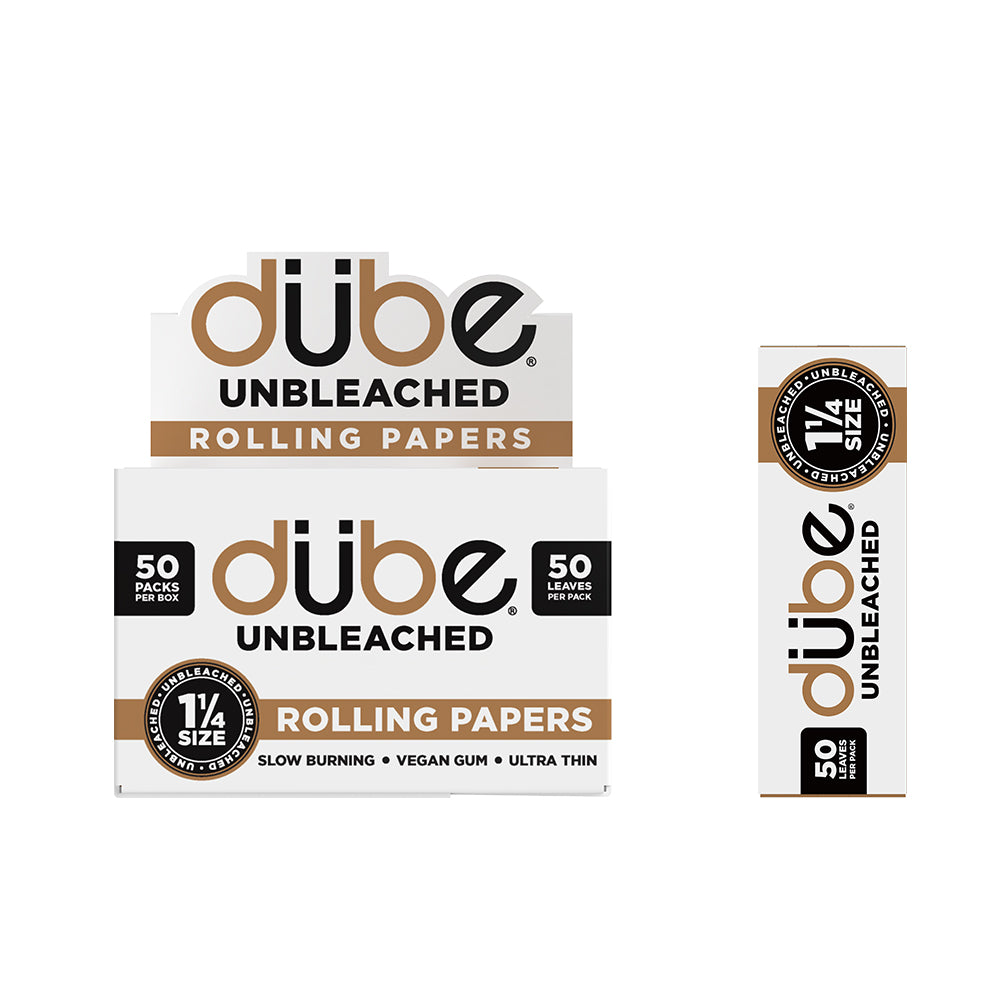 Close-up of Dube Unbleached 1.25 cones – ultra-thin slow burning paper