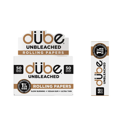 Close-up of Dube Unbleached 1.25 cones – ultra-thin slow burning paper