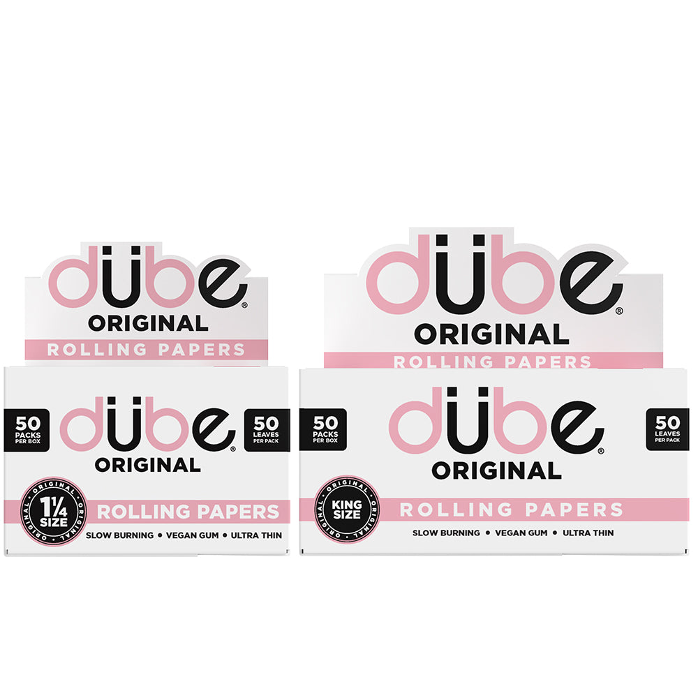 Dube Pink Rolling Papers 50 Booklet Display – food-grade colored papers