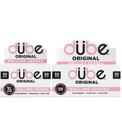 Dube Pink Rolling Papers 50 Booklet Display – food-grade colored papers