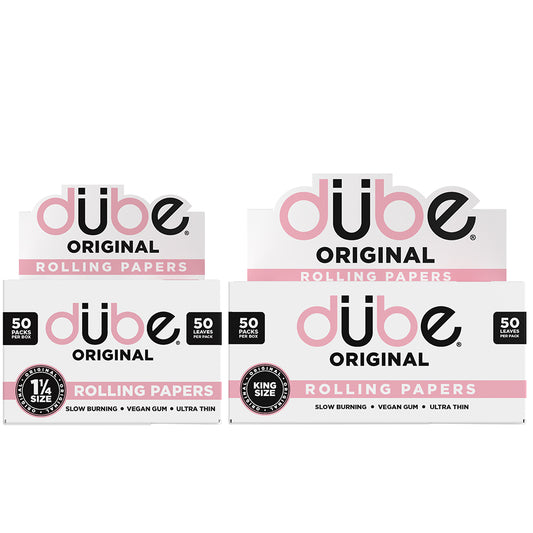 Dube Pink Rolling Papers 50 Booklet Display – food-grade colored papers