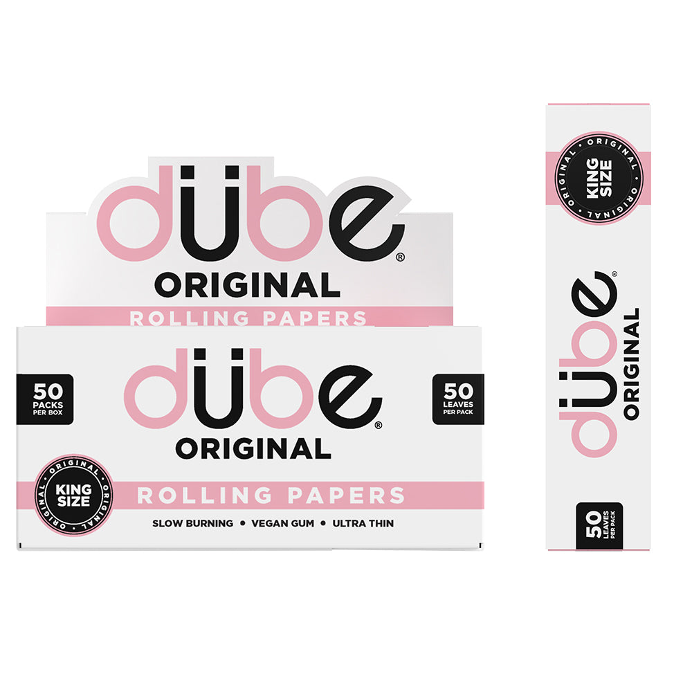 Dube Pink Rolling Papers booklet featuring bright pink paper leaves
